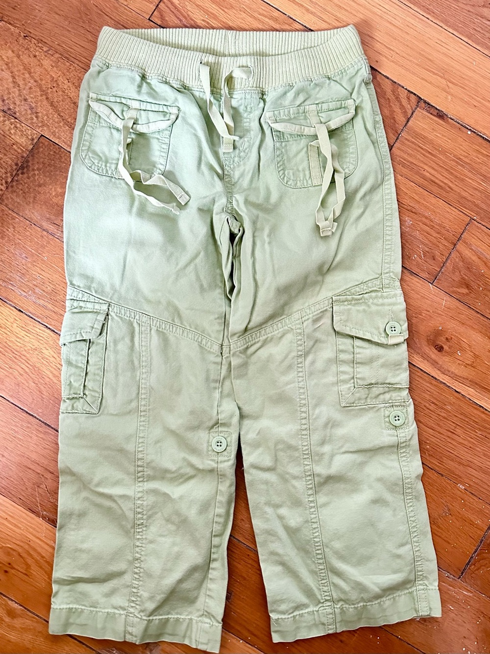 Sage green Vintage Kids Cargo Pants, Convertible to Capris